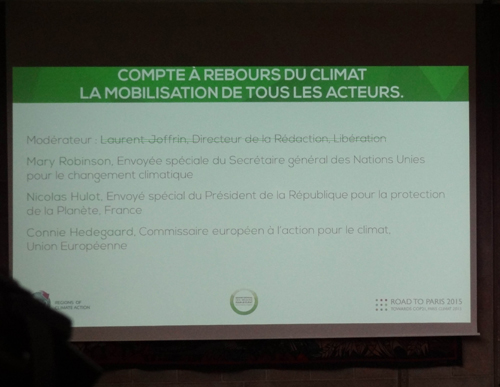 Intervenants de la session, le modrateur,Laurent Jauffrin, est remplac par Andr Schneider, Chairman, World Climate Ltd